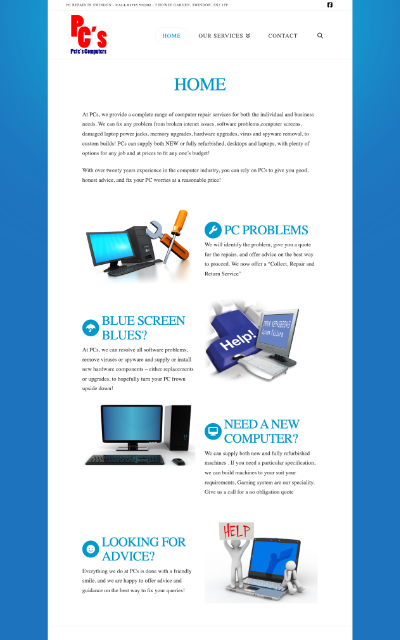 Website screenshot — Petes Computers